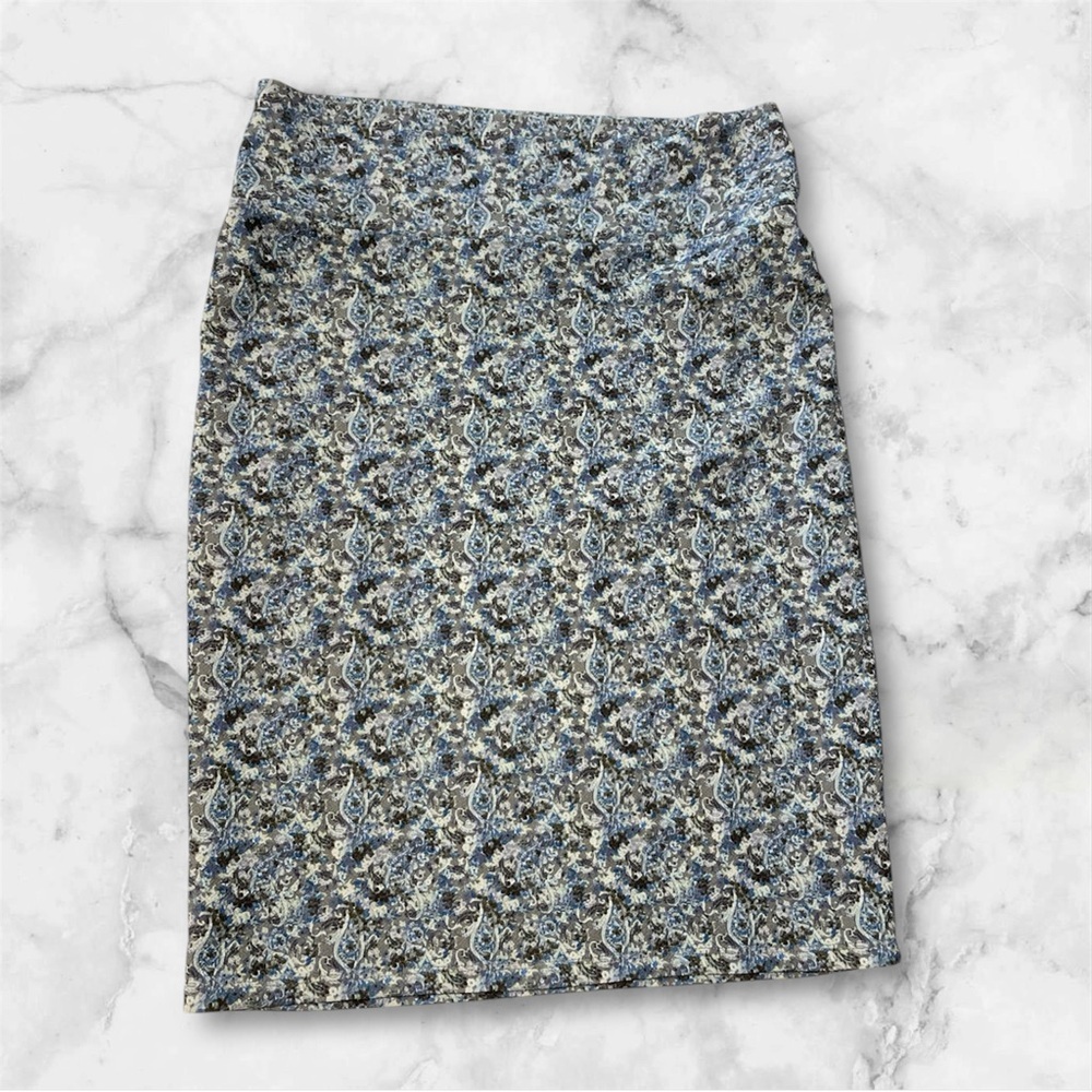 LULAROE Cassis Skirt Multi Color Turquoise Tie Dye Paisley Size Large